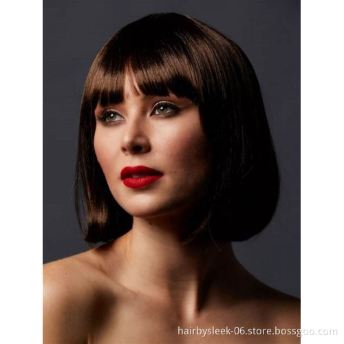 Rebecca 10 inch  Bob Short cut  Human Hair Wigs  gentle  buckle  With Bangs Remy Lace wig